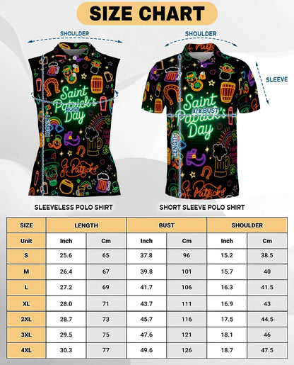 Saint Patrick's Day Neon Sleeveless Polo Shirt for Women | Netecom