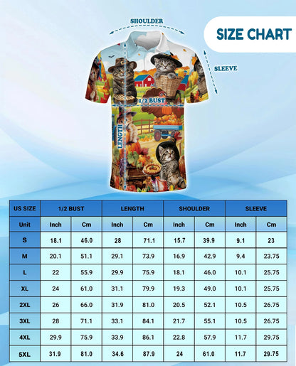 Thanksgiving Cat Polo Shirt for Men – Cute Fall Holiday Style | Netecom