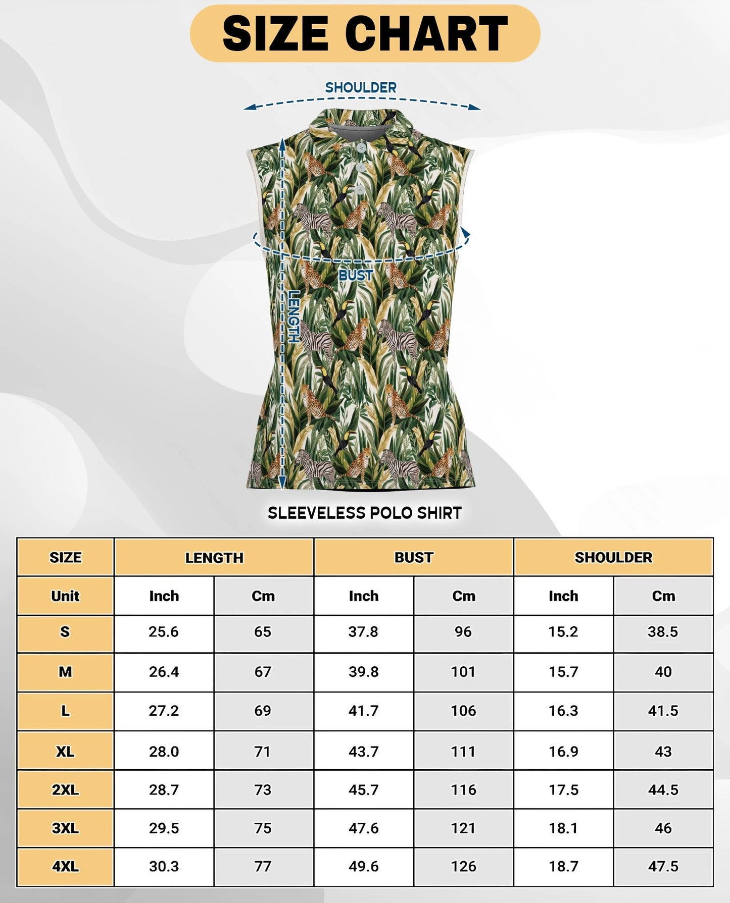 Tropical Summer Wild Animals Plants Sleeveless Polo Shirt for Women | Netecom