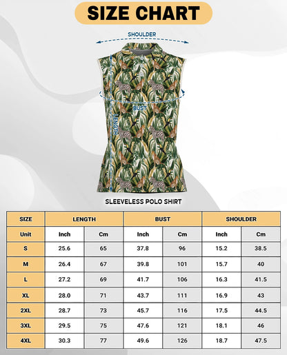 Tropical Summer Wild Animals Plants Sleeveless Polo Shirt for Women | Netecom
