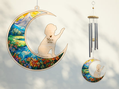 Netecom Beagle Dog Wind Chimes Memorial, Personalized Pet Memorial Wind Chimes for Dog Suncatcher, Dog Loss Memorial Ornament, Loss of Pet Sympathy Gift, Remembrance Windchime Outside Garden Decor