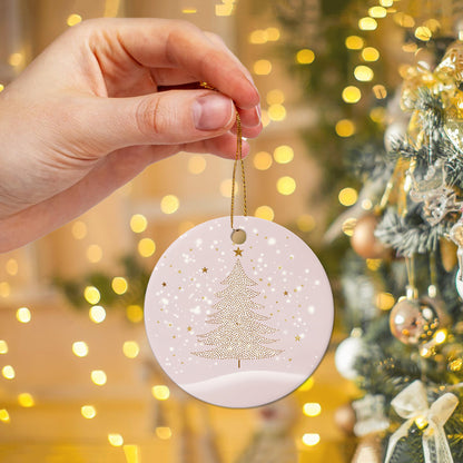 Netecom Elegant Pink Ornaments, Ceramic Gold Glitter Christmas Tree Ornament, Gifts for Holiday, Party, Home Decor