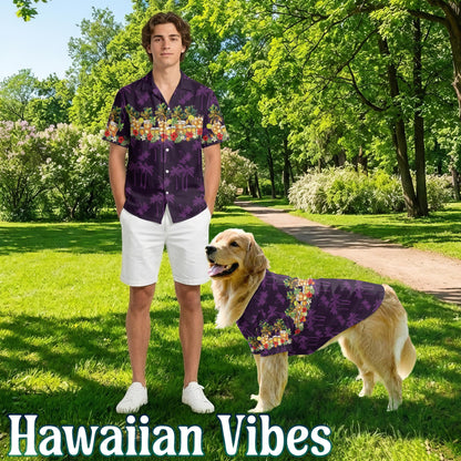 Netecom Matching Tequila Aloha Hawaiian Shirt for Dog and Owner, Aloha Summer Shirt, Tropical Tequila Drink Print Outfit for Pet and Human, Beach Vacation Casual Wear