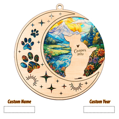 Netecom Corgi Dog Memorial Suncatcher, Personalized Corgi Christmas Ornament with Name Date, Bereavement Gifts for Loss of Pet, Dog Death Sympathy Gift Pet Loss Sun Catchers, Dog Grief Gift