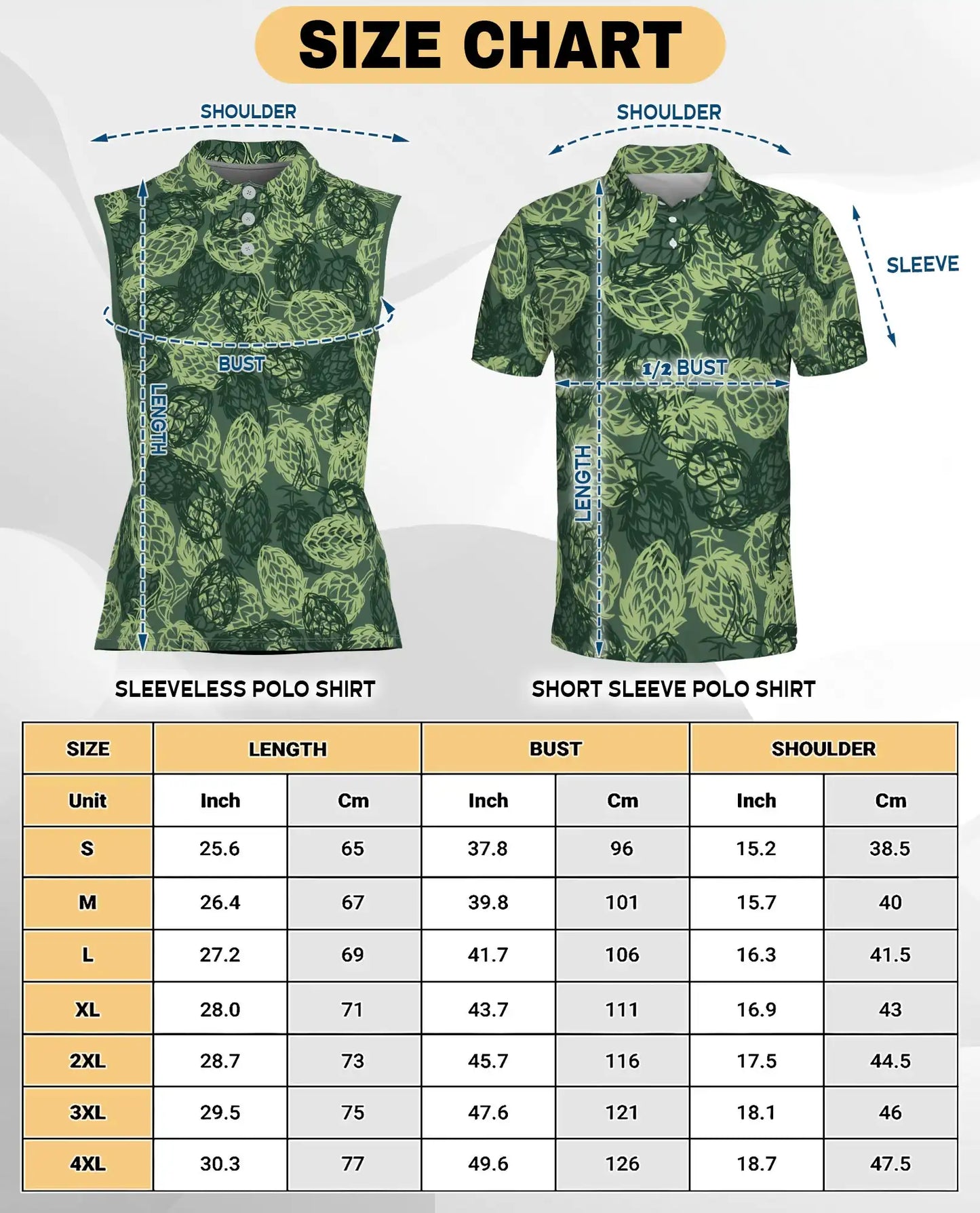 Hops Pattern Sleeveless Polo Shirt for Women – Botanical Craft Style | Netecom