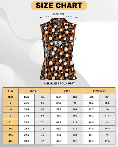 Leopard Polka Dot Print Sleeveless Polo Shirt for Women | Netecom