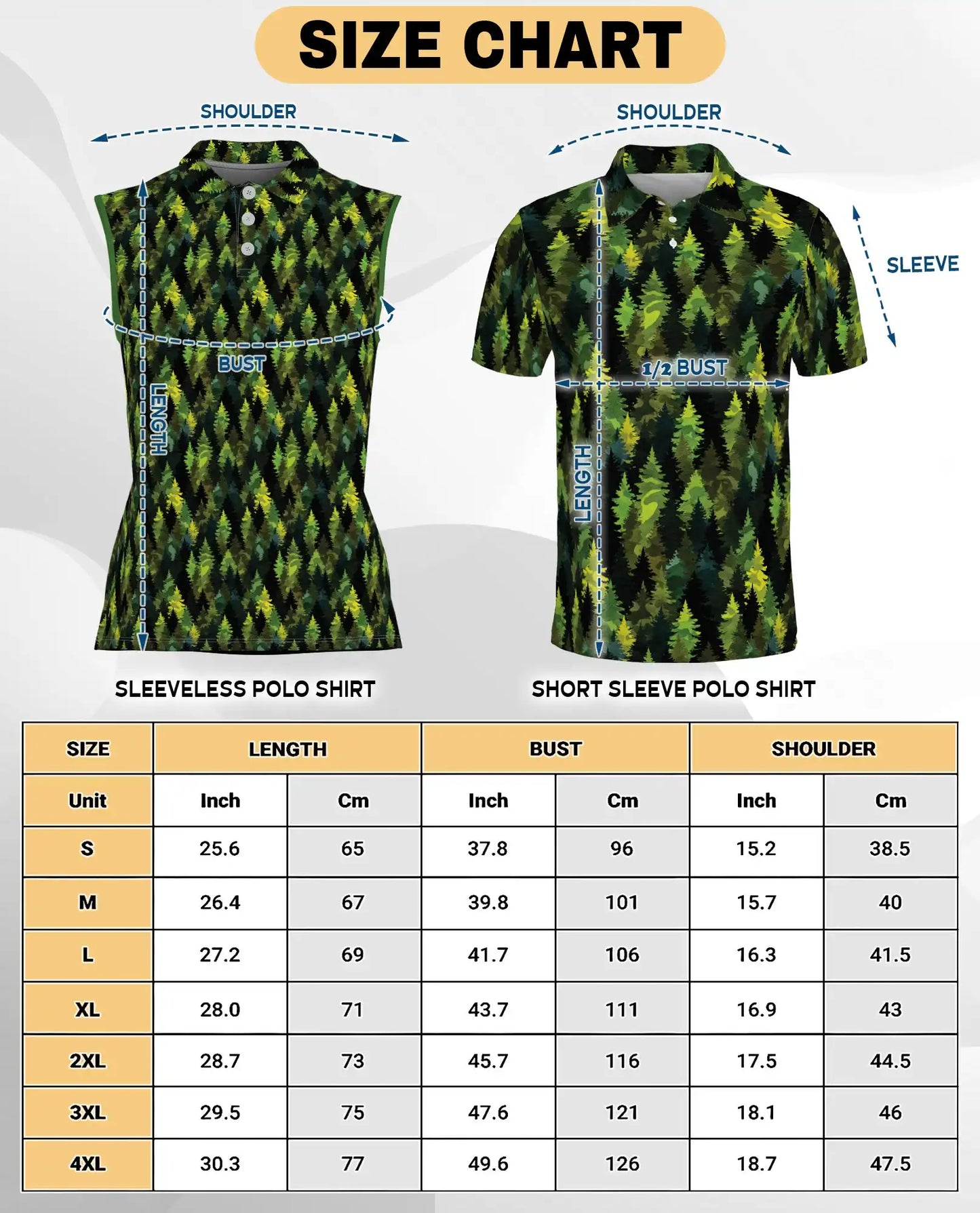 Pine Tree Pattern Sleeveless Polo Shirt for Women – Nature Outdoor Style | Netecom