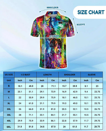 Colorful Guitar Polo Shirt – Music Lover Art Style | Netecom