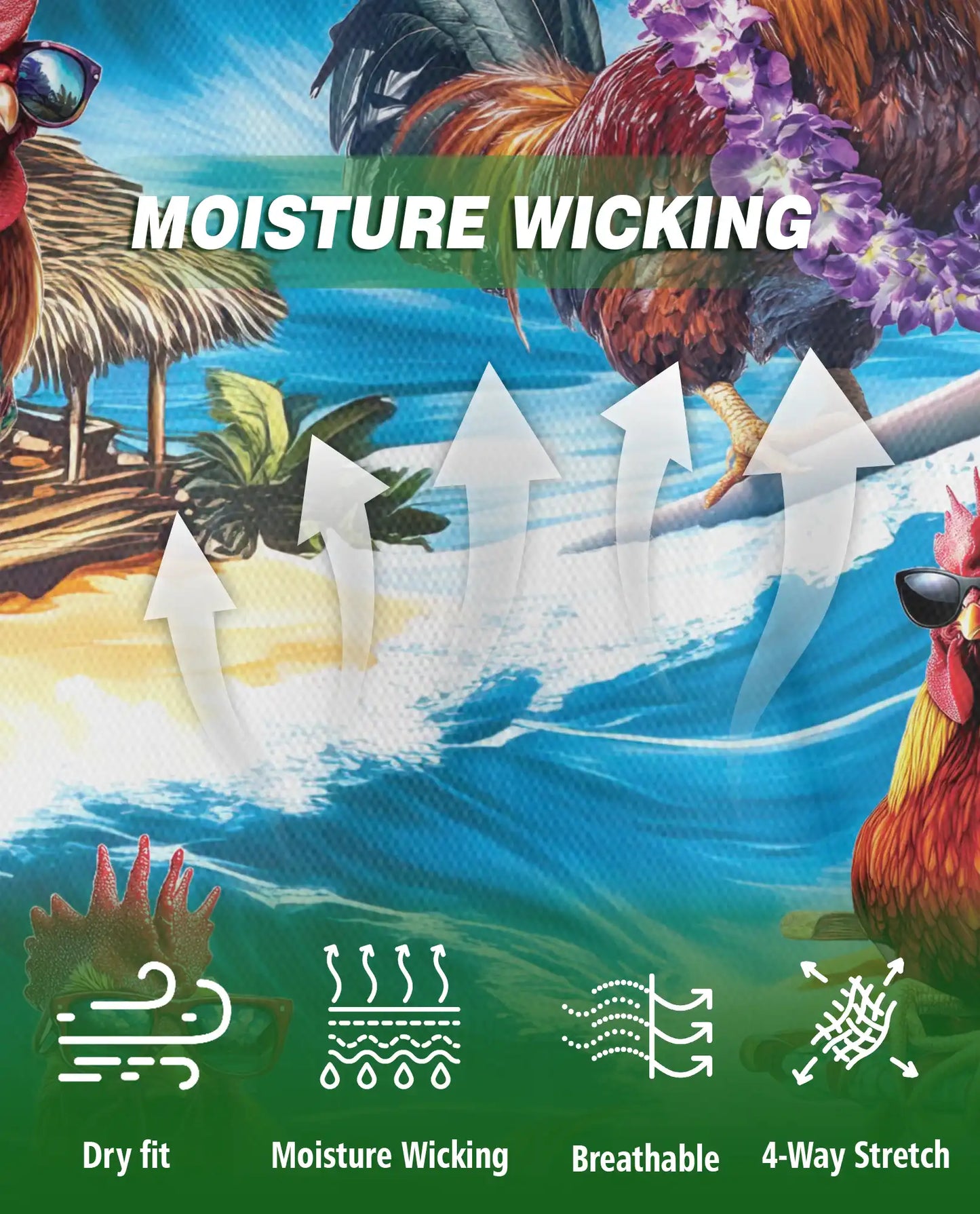 Surfing Rooster 3D Polo Shirt for Men – Funny Beach Chicken Style | Netecom