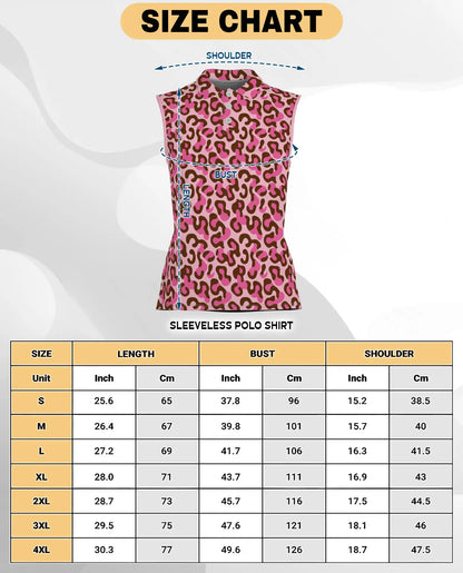 Pink Cheetah Print Sleeveless Polo Shirt for Women – Bold Animal Fashion Style | Netecom