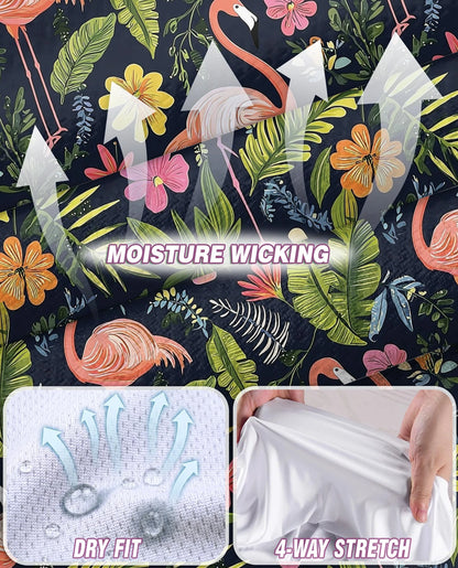 Flamingo Hibiscus Tropical Sleeveless Polo Shirt for Women | Netecom