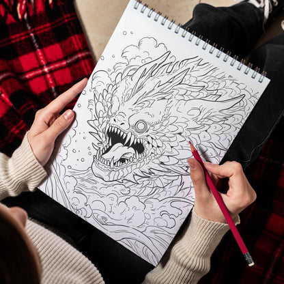 Giant Sea Monster Spiral Bound Coloring Book, Plunge into the Depths with 30 Enchanting Coloring Pages, Exploring the Enigmatic World of Giant Sea Monsters