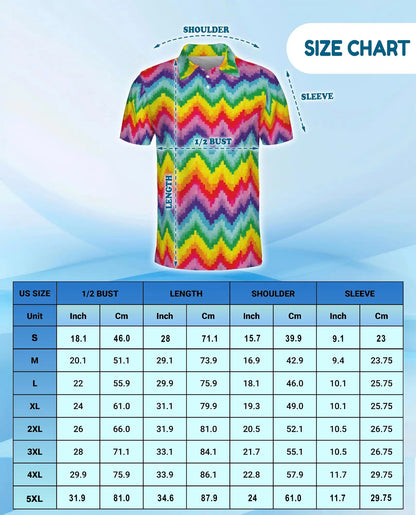 Rainbow Zigzag Polo Shirt for Men – Colorful Retro Style | Netecom