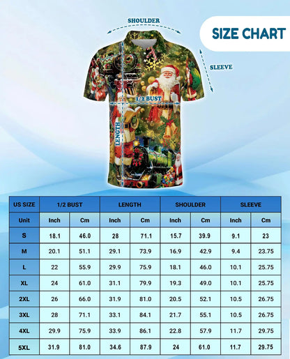 Christmas Train Santa 3D Polo Shirt for Men – Vintage Holiday Winter Style | Netecom