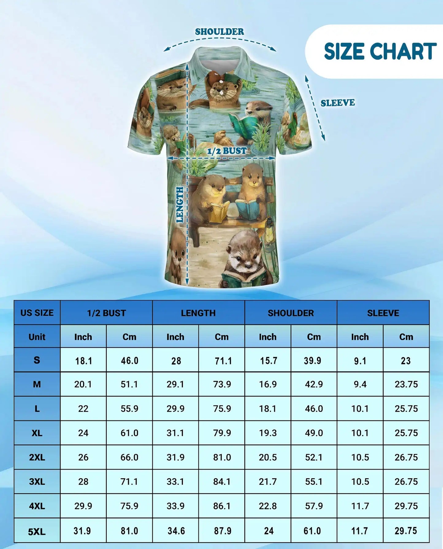 Cute Otter Reading Polo Shirt - Cozy Book Lover Animal Style | Netecom