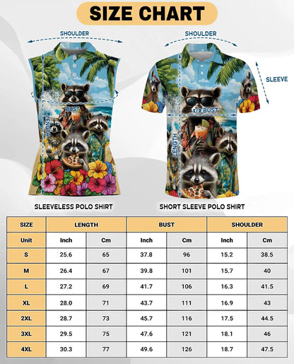 Funny Raccoon Sleeveless Polo Shirt for Women – Cute Wildlife Animal Style | Netecom
