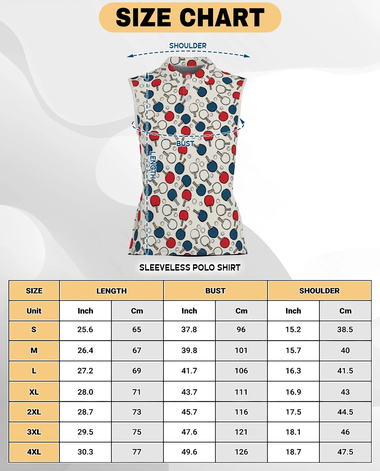 Ping Pong Pattern Sleeveless Polo Shirt for Women | Netecom