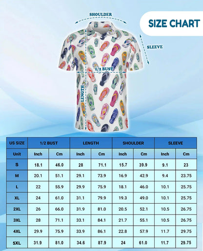 Colorful Flip-Flop Polo Shirt for Men – Summer Beach 3D Print | Netecom