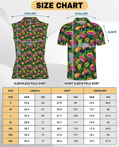 Venus Flytrap Sleeveless Polo Shirt for Women – Exotic Botanical Plant Style | Netecom