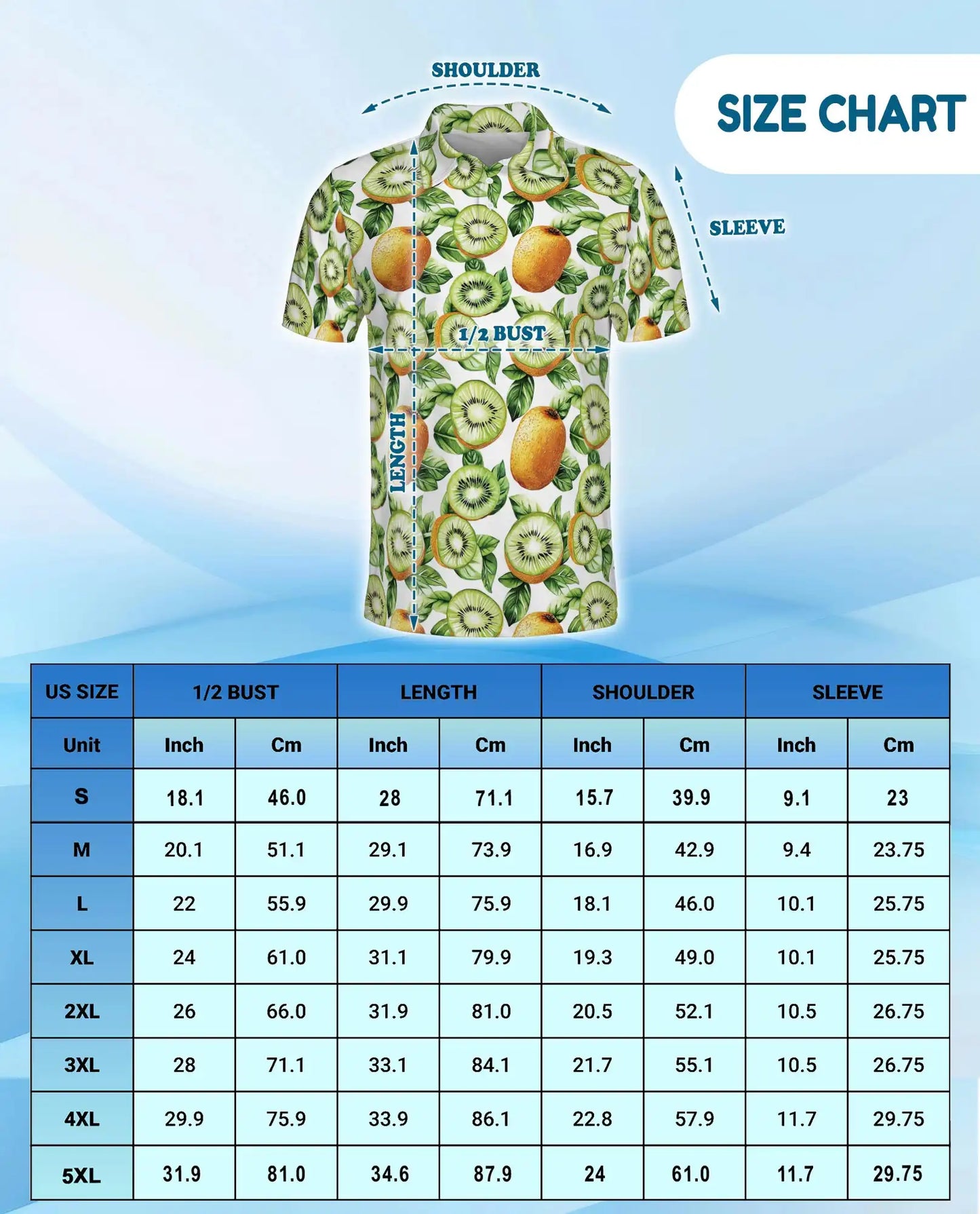 Kiwi Fruit Polo Shirt - Tropical Botanical Summer Style | Netecom