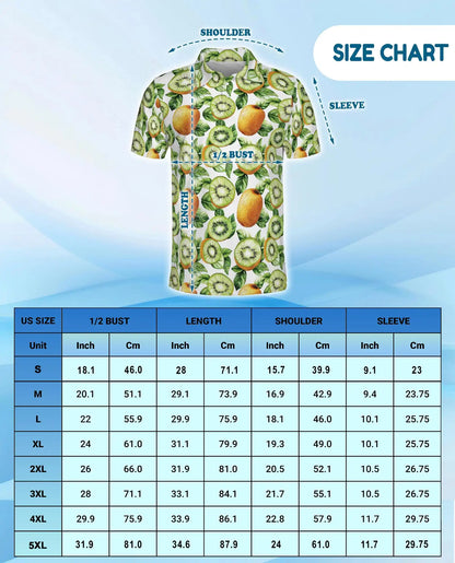Kiwi Fruit Polo Shirt - Tropical Botanical Summer Style | Netecom
