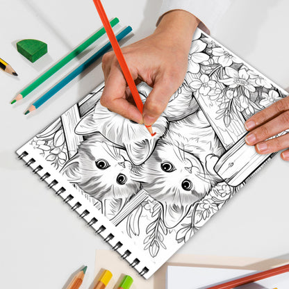 Amazing Cats Spiral Bound Coloring Book, Delightful Cat Illustrations for Feline Lovers, Great for Cat Enthusiasts Seeking Relaxing and Cute Art