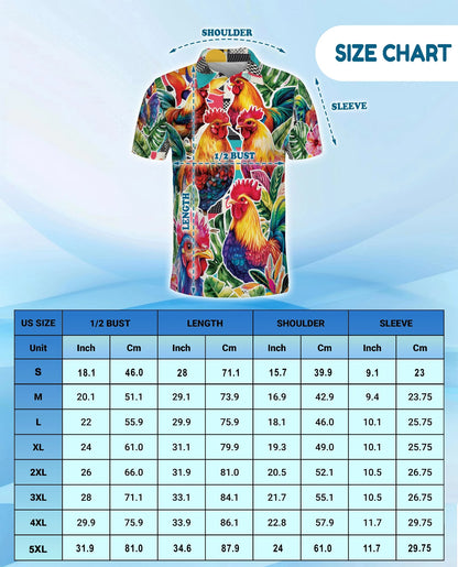 Tropical Rooster Polo Shirt for Men – Colorful Farm Animal Style | Netecom