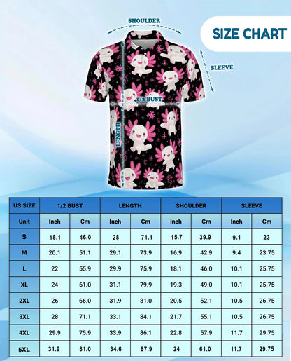 Pink Axolotl Polo Shirt for Men – Cute Aquatic Animal Style | Netecom