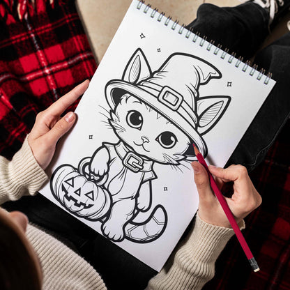 Cute Spooky Halloween Cat Spiral Bound Coloring Book, Discover 30 Mesmerizing Coloring Pages in the Cute Spooky Halloween Cat Coloring Book for a Bewitching Experience