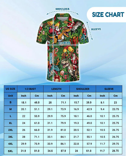 Christmas Dinosaur 3D Polo Shirt for Men – Funny Santa T Rex Holiday Style | Netecom