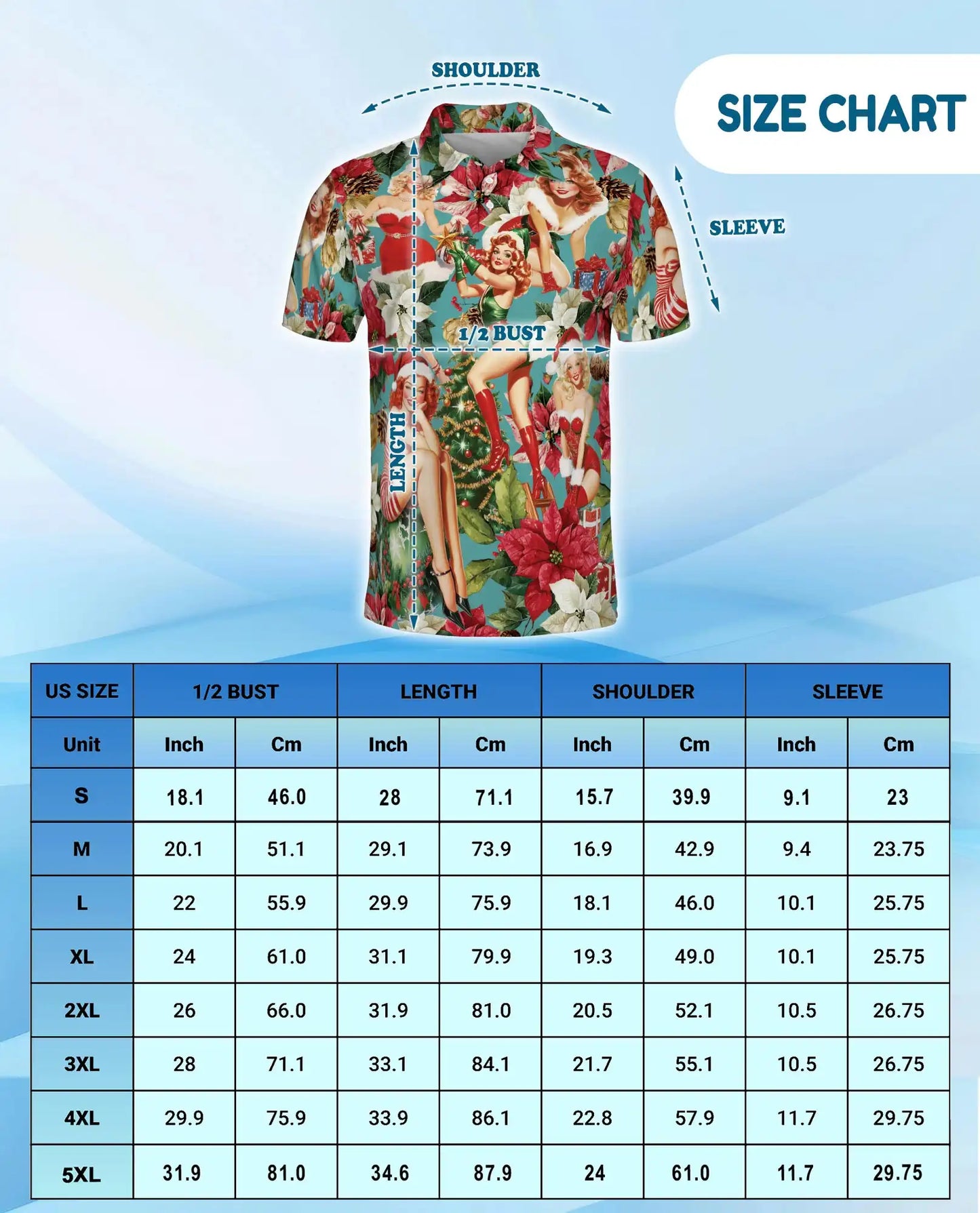 Vintage Christmas Pin Up Girl 3D Polo Shirt for Men – Retro Holiday Style | Netecom
