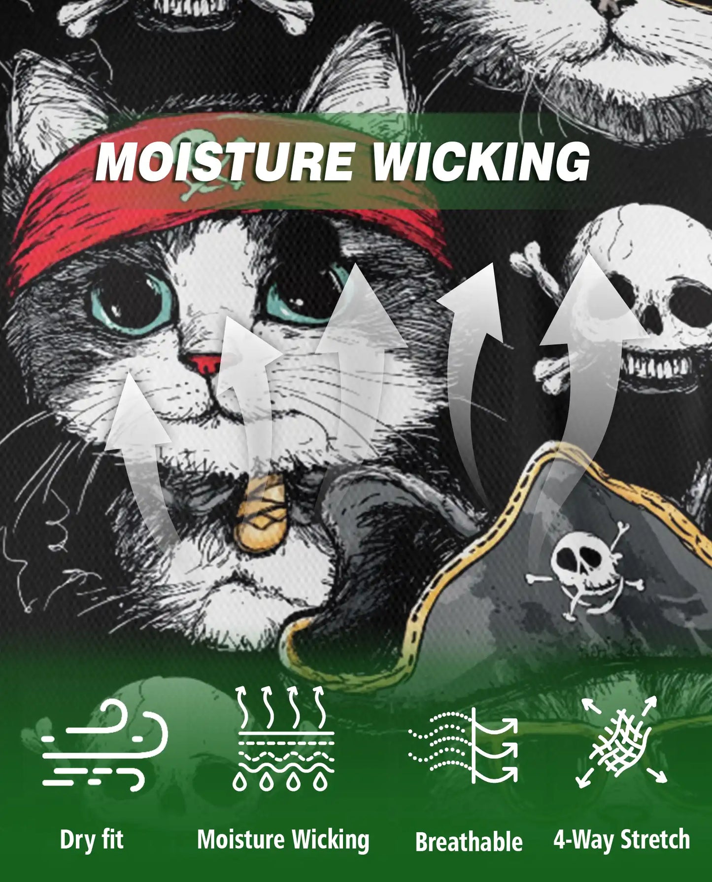 Pirate Cat 3D Polo Shirt for Men – Funny Skull Kitty Style | Netecom