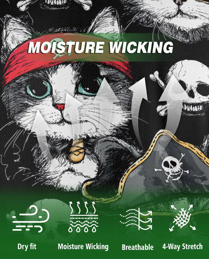 Pirate Cat 3D Polo Shirt for Men – Funny Skull Kitty Style | Netecom