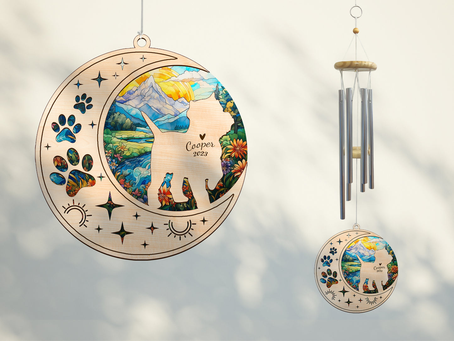 Netecom Westie Dog Wind Chimes Memorial, Personalized Pet Memorial Windchime for Dog Suncatcher, Dog Loss Memorial Ornament, Loss of Pet Remembrance Gift, Sympathy Pet Wind Chimes Outdoor Garden