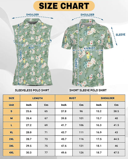 Vintage Tropical Parrot Sleeveless Polo Shirt for Women – Retro Bird Summer Style | Netecom