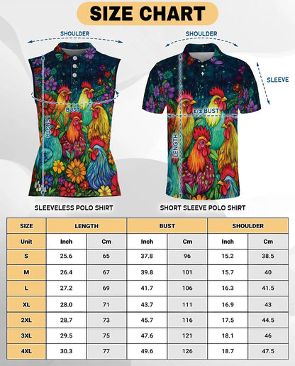 Colorful Chicken Farm Summer Sleeveless Polo Shirt for Women  | Netecom