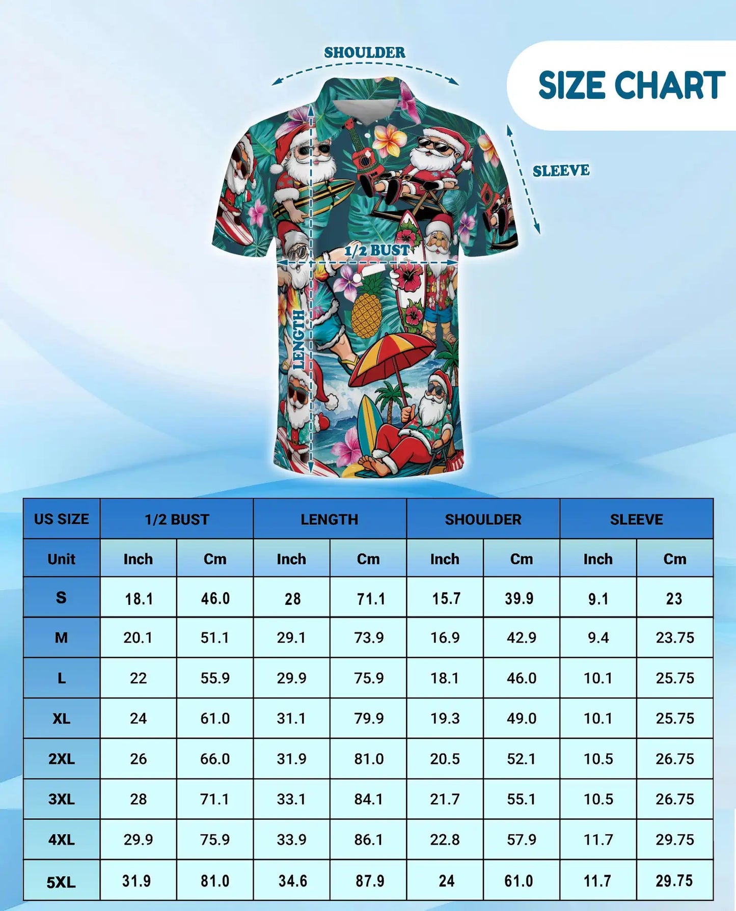 Tropical Santa Polo Shirt - Beach Christmas Surfing Holiday Design | Netecom