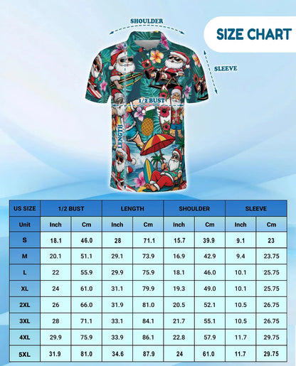Tropical Santa Polo Shirt - Beach Christmas Surfing Holiday Design | Netecom