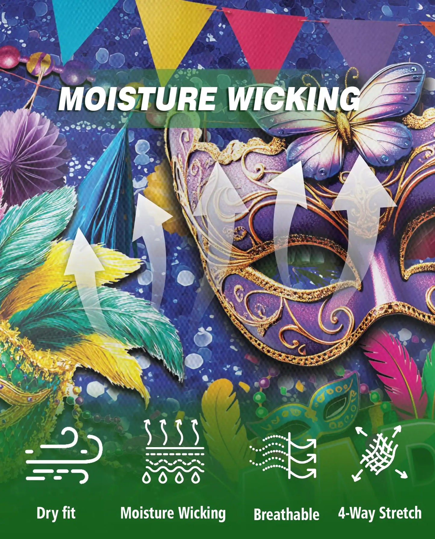 Mardi Gras Carnival Mask Polo Shirt for Men-Colorful Festival Feather Mask | Netecom