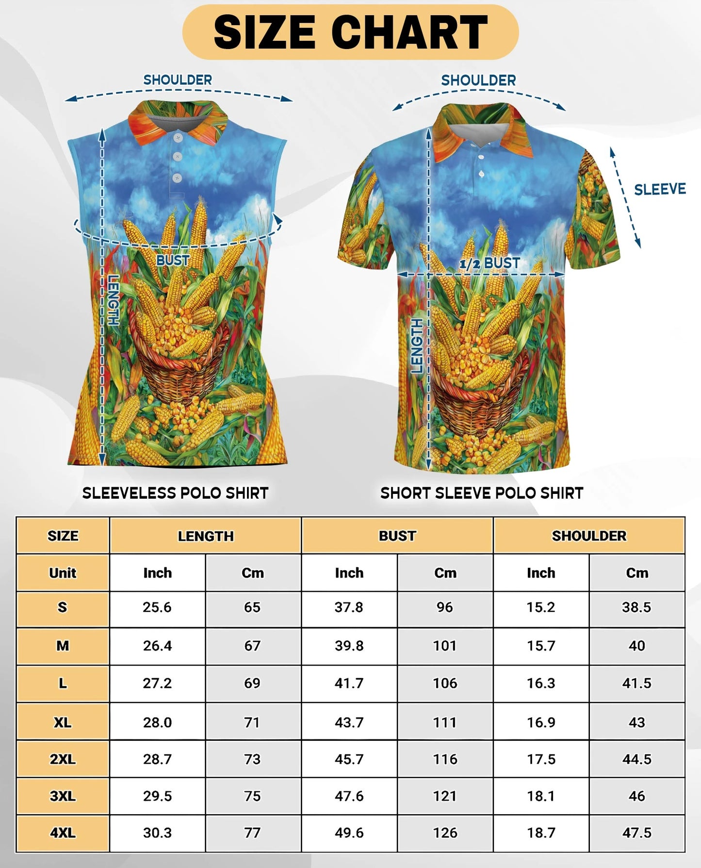Corn Pattern Sleeveless Polo Shirt for Women | Netecom