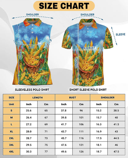 Corn Pattern Sleeveless Polo Shirt for Women | Netecom