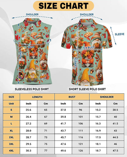 Autumn Harvest Gnomes Sleeveless Polo Shirt for Women | Netecom