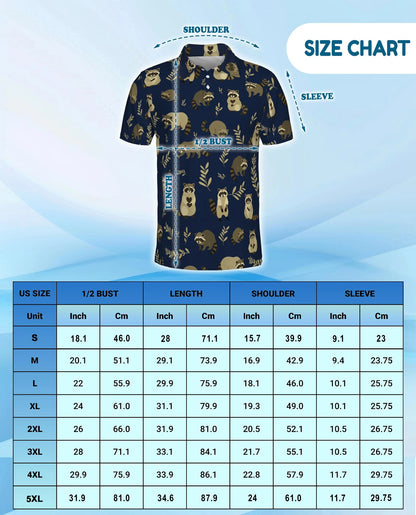 Raccoon Pattern Polo Shirt for Men – Cute Wildlife Animal Style | Netecom