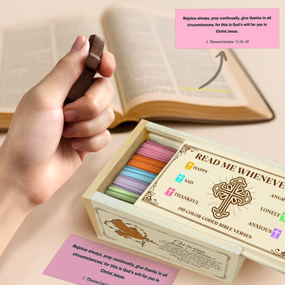 Netecom Personalized Bible Verse Box with 150 Color-Coded Scriptures, Custom Name & Year on Box, Custom Name on Wooden Cross – Christian Faith Keepsake Gift for Daily Prayer, Reflection & Spiritual Encouragement