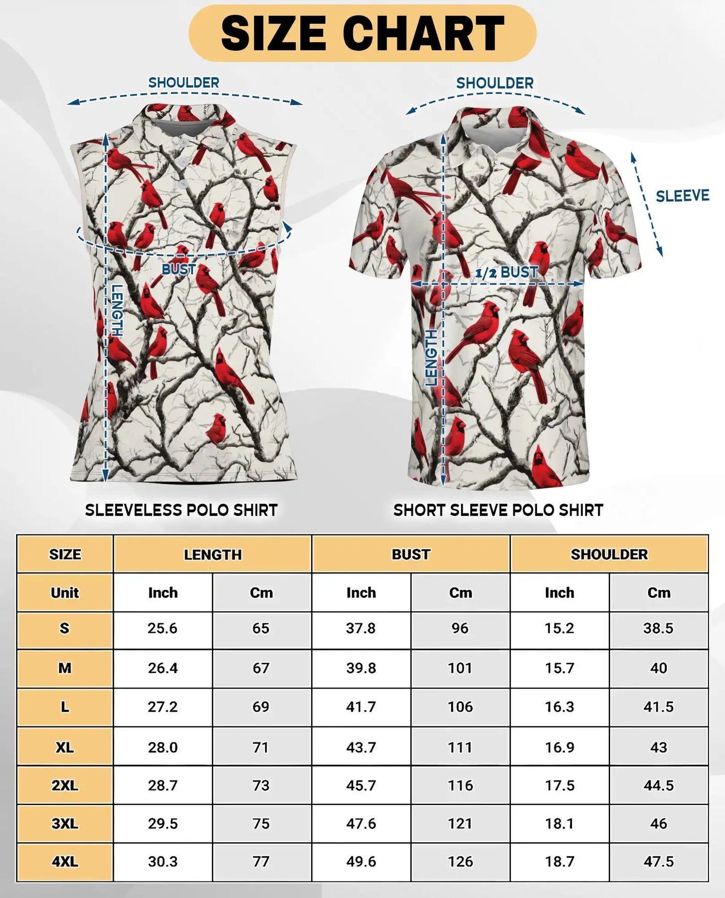 Red Cardinals Sleeveless Polo Shirt for Women – Elegant Bird Nature Style | Netecom