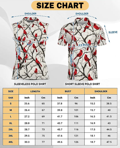 Red Cardinals Sleeveless Polo Shirt for Women – Elegant Bird Nature Style | Netecom