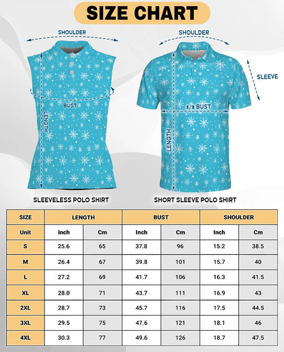 Snowflake Print Sleeveless Polo Shirt for Women | Netecom