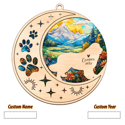 Netecom Newfoundland Dog Memorial Suncatcher, Personalized Newfoundland Christmas Ornament with Name Date Bereavement Gifts for Loss of Pet, Dog Death Sympathy Gift for Pet Loss Sun Catchers