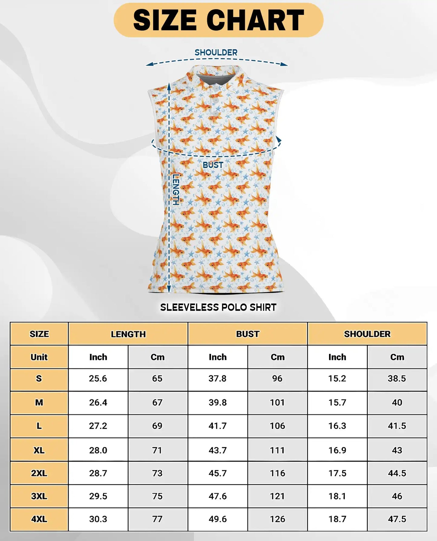 Goldfish And Seahorses Sleeveless Polo Shirt for Wome | Netecom