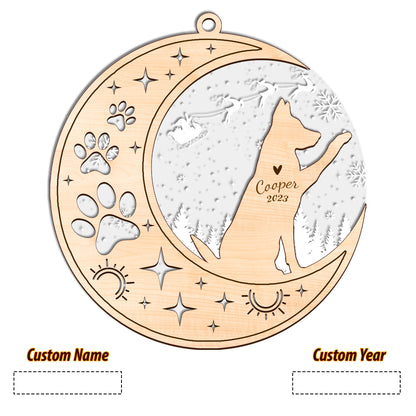 Netecom German Shepherd Dog Memorial Suncatcher, Personalized German Shepherd Christmas Ornament with Date Name Bereavement Gifts for Loss of Pet, Dog Death Sympathy Gifts for Pet Loss Sun Catchers